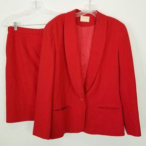 Pendleton Two Piece Women's Red Wool Skirt Suit Size 12